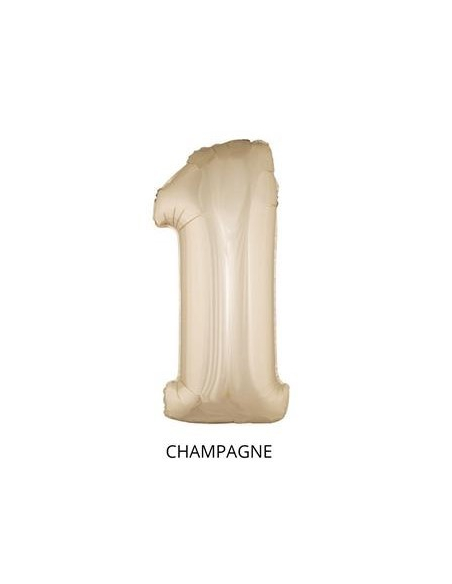 Ballon Aluminium Champagne ou Rose mordoré chiffre -1- taille 102cm