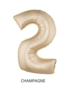 Ballon Aluminium Champagne ou Rose mordoré chiffre -2- taille 102cm 2