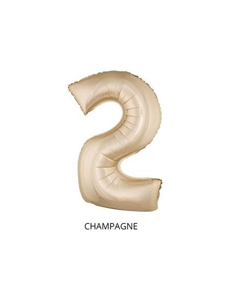 Ballon Aluminium Champagne ou Rose mordoré chiffre -2- taille 102cm
