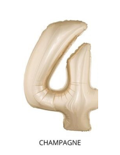 Ballon Aluminium Champagne ou Rose mordoré chiffre -4- taille 102cm 2