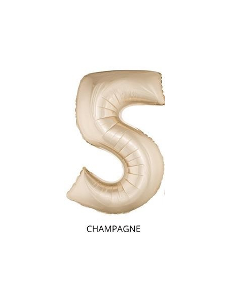 Ballon Aluminium Champagne ou Rose mordoré chiffre -5- taille 102cm