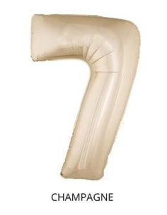 Ballon Aluminium Champagne ou Rose mordoré chiffre -7- taille 102cm 2