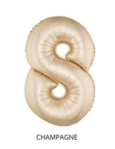 Ballon Aluminium Champagne ou Rose mordoré chiffre -8- taille 102cm 2