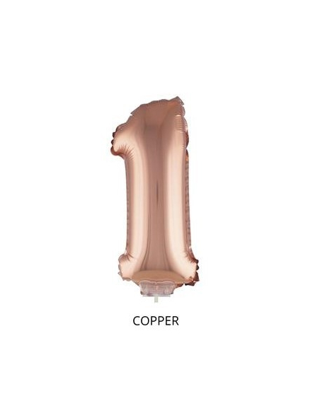 Ballon Aluminium champagne ou rose mordoré avec baton chiffre -1- taille 41cm