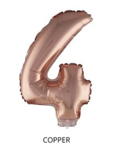 Ballon Aluminium champagne ou rose mordoré avec baton chiffre -4- taille 41cm 2