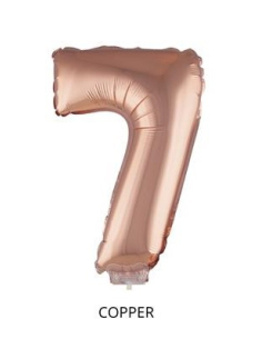 Ballon Aluminium champagne ou rose mordoré avec baton chiffre -7- taille 41cm. 2