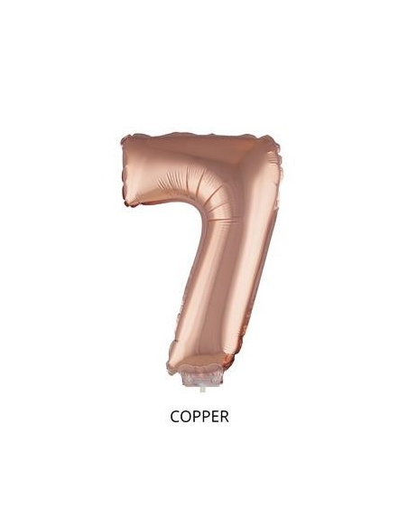 Ballon Aluminium champagne ou rose mordoré avec baton chiffre -7- taille 41cm.