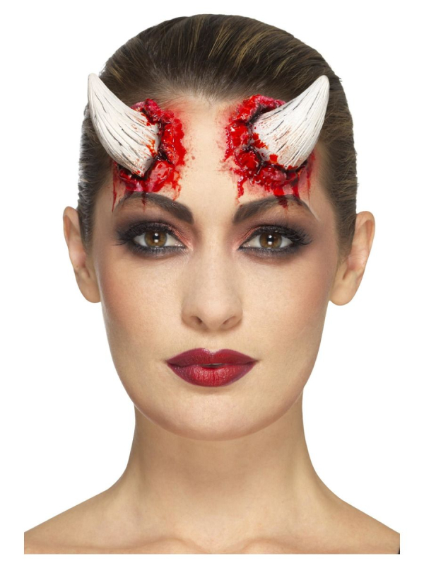 Cornes de Diable en Latex – Rouge et Blanc – Accessoire Halloween et Soirée Thème Démon