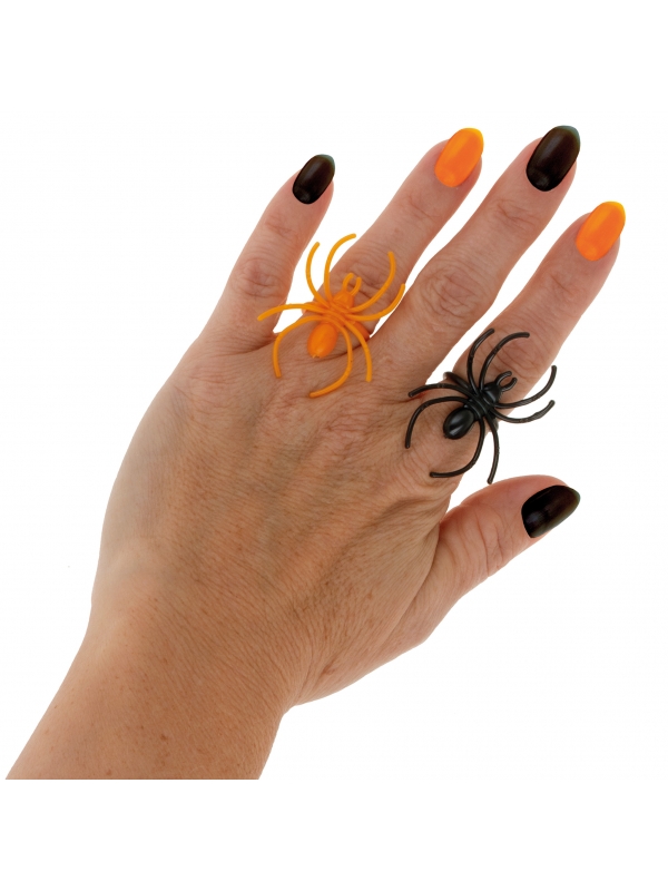 25 bagues en forme d'araignée (Orange et noir)