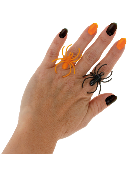 25 bagues en forme d'araignée (Orange et noir)