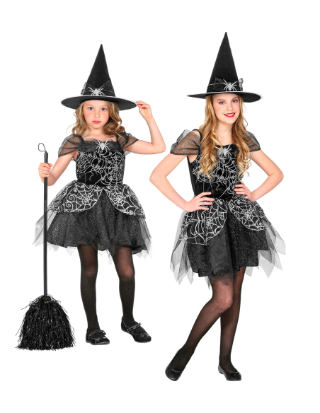 Déguisement sorcière fille fluo (robe, chapeau)