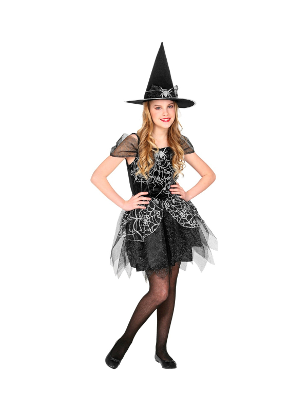 Déguisement sorcière fille fluo (robe, chapeau)