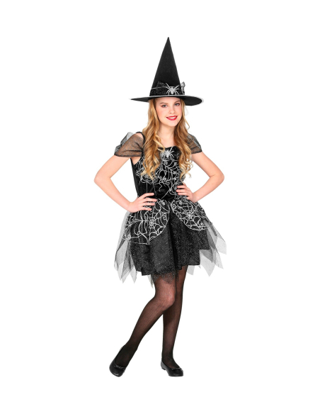 Déguisement sorcière fille fluo (robe, chapeau)