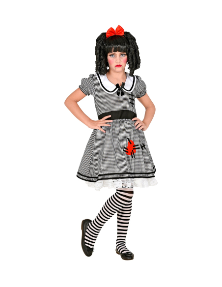 Déguisement poupée fille (robe avec crinoline et noeud cheveux)