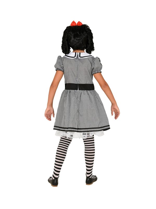 Déguisement poupée fille (robe avec crinoline et noeud cheveux)
