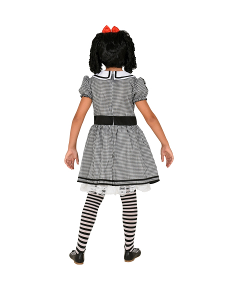 Déguisement poupée fille (robe avec crinoline et noeud cheveux)