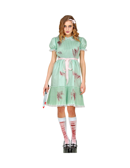 Déguisement poupée tueuse vert(robe, ceinture, chaussettes)