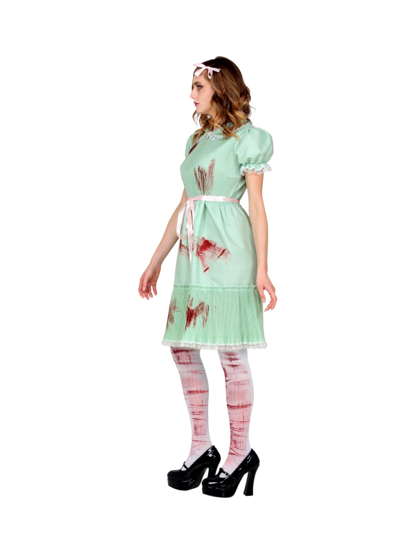 Déguisement poupée tueuse vert(robe, ceinture, chaussettes)