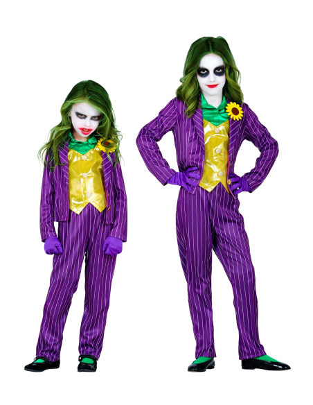 Déguisement clown maléfique fille (veste avec chemise et gilet, pantalon, gants)