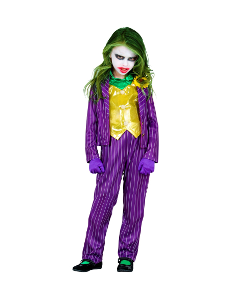 Déguisement clown maléfique fille (veste avec chemise et gilet, pantalon, gants)