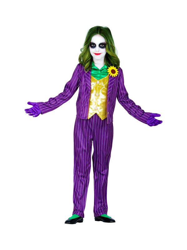 Déguisement clown maléfique fille (veste avec chemise et gilet, pantalon, gants)