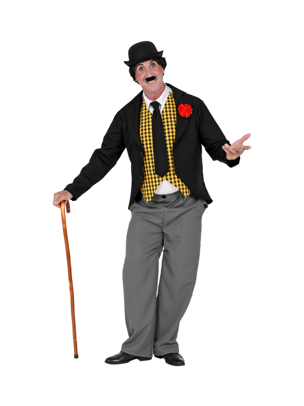 Déguisement Charlot (redingote, fausse chemise et gilet, pantalon, cravate)
