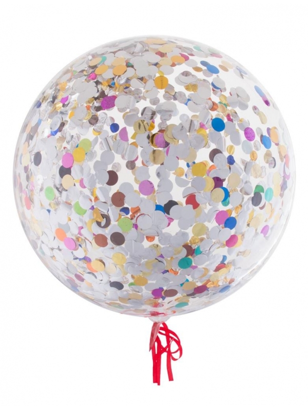 Ballon avec confettis multicolores - 45 cm