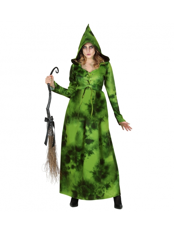 Déguisement Sorcière de la forêt vert du S au XXL (robe avec capuche)