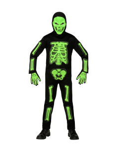 Déguisement Squelette Garçon 3D (combinaison, masque intégral, gants)