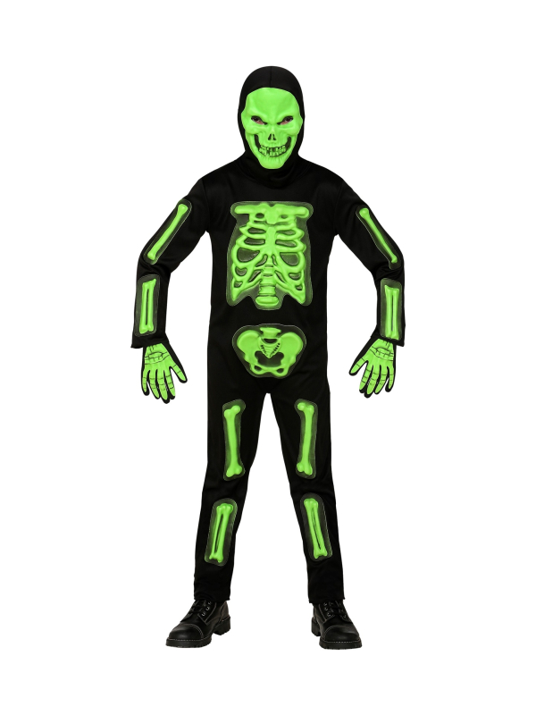 Déguisement Squelette Garçon 3D (combinaison, masque intégral, gants)