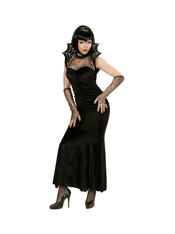 Déguisement Femme Araignée noir (robe, mitaines)