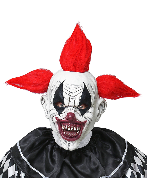 Masque intégral latex de clown tueur  avec cheveux - adulte Widmann - 1 - Déguiz Fêtes - Votre partenaire pour tous les événemen