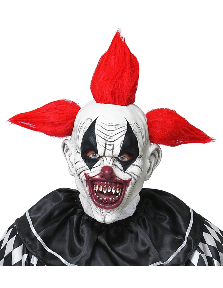 Masque intégral latex de clown tueur  avec cheveux - adulte Widmann - 1 - Déguiz Fêtes - Votre partenaire pour tous les événemen