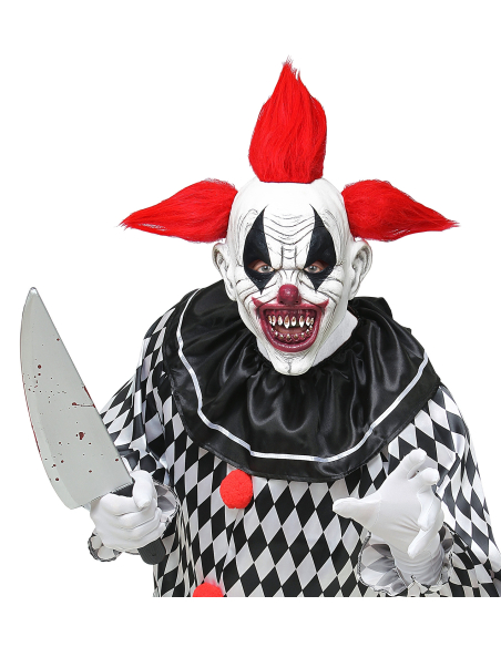 Masque intégral latex de clown tueur  avec cheveux - adulte Widmann - 2 - Déguiz Fêtes - Votre partenaire pour tous les événemen