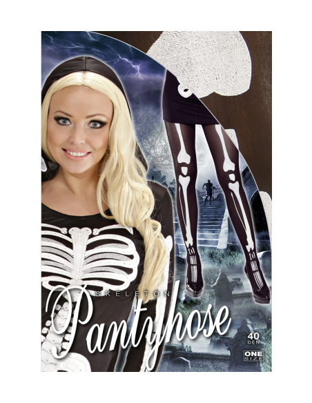 Collant noir avec squelette blanc 40 DEN - Femme