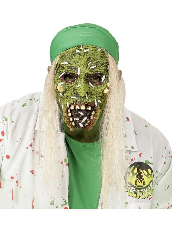 Masque Zombie toxique avec cheveux et vers