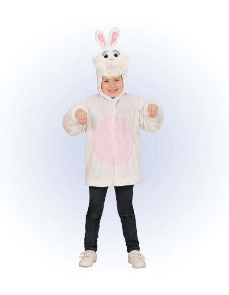 Veste peluche à capuche avec tête de lapin