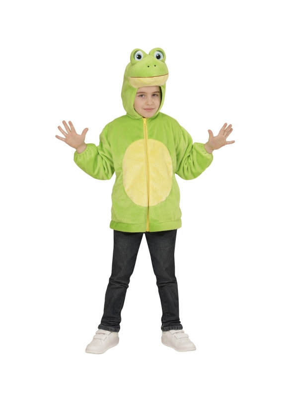 Veste peluche à capuche avec tête de grenouille verte  - 1 - Déguiz Fêtes - Votre partenaire pour tous les événements