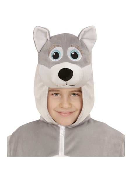 Veste peluche à capuche avec tête de loup
