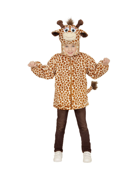 Veste peluche à capuche avec tête de girafe