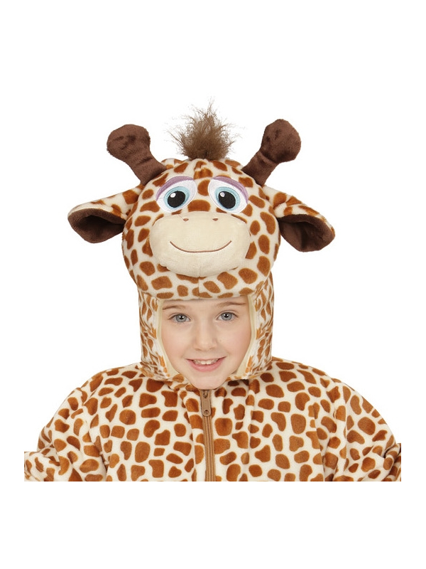Veste peluche à capuche avec tête de girafe