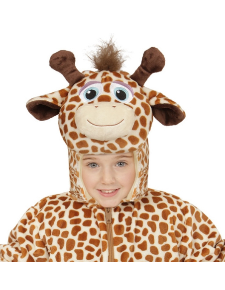 Veste peluche à capuche avec tête de girafe