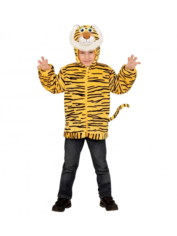 Veste peluche à capuche avec tête de tigre