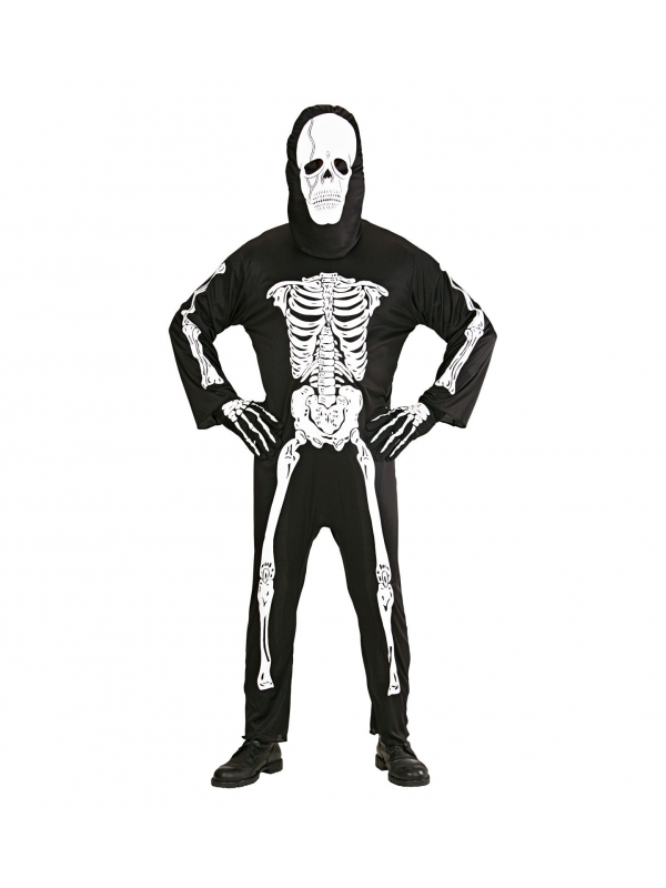 Déguisement squelette homme avec capuche et masque