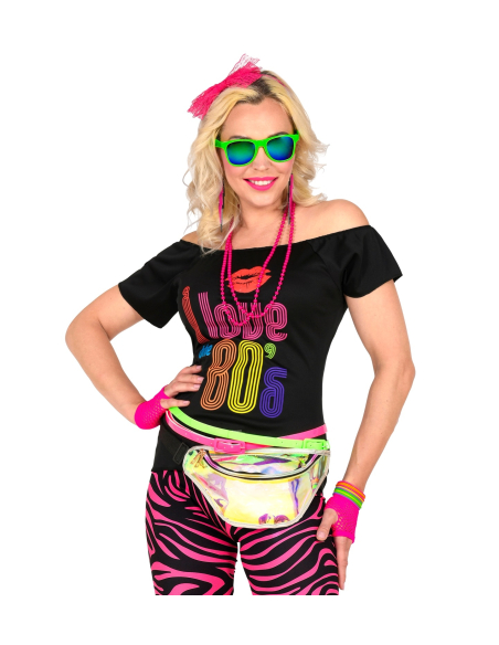 Accessoires mode années 80, rose fluo, femme 5 pièces