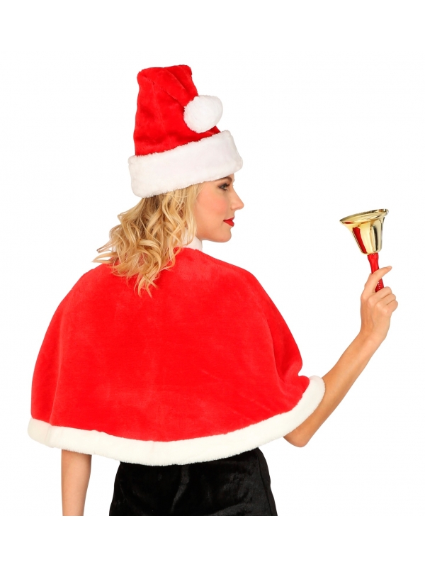 Cape De Noël Pour Fille En Velours Rouge - Capeline Mère Noël Avec Pompons, Pour Déguisement, Fêtes Et Jeux De Rôle
