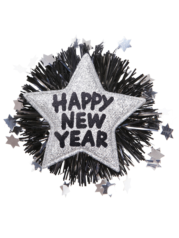 Broche Happy New Year 2 couleurs au choix (doré ou argenté)