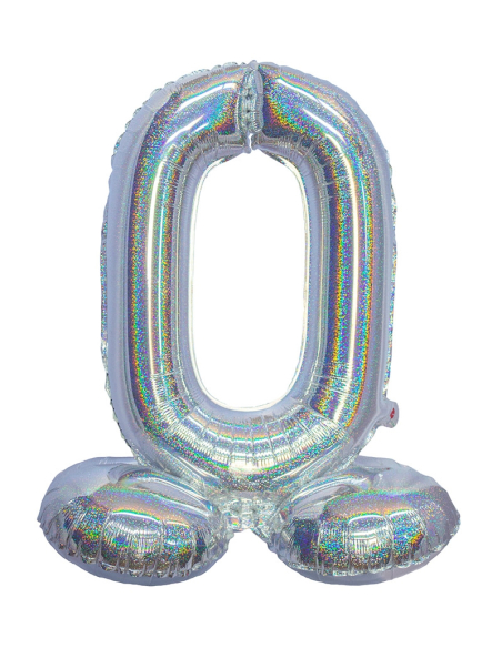 Ballons 81cm à poser sur pieds -chiffre 0 doré ou argenté