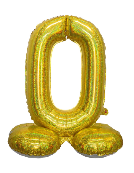 Ballons 81cm à poser sur pieds -chiffre 0 doré ou argenté