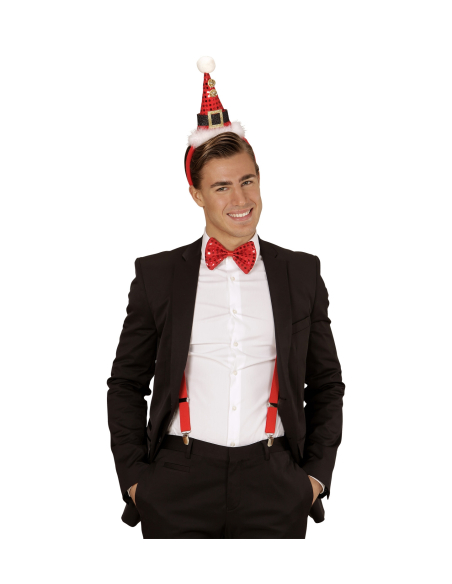 Mini Chapeau de noël avec 2 cloches et noeud-papillon